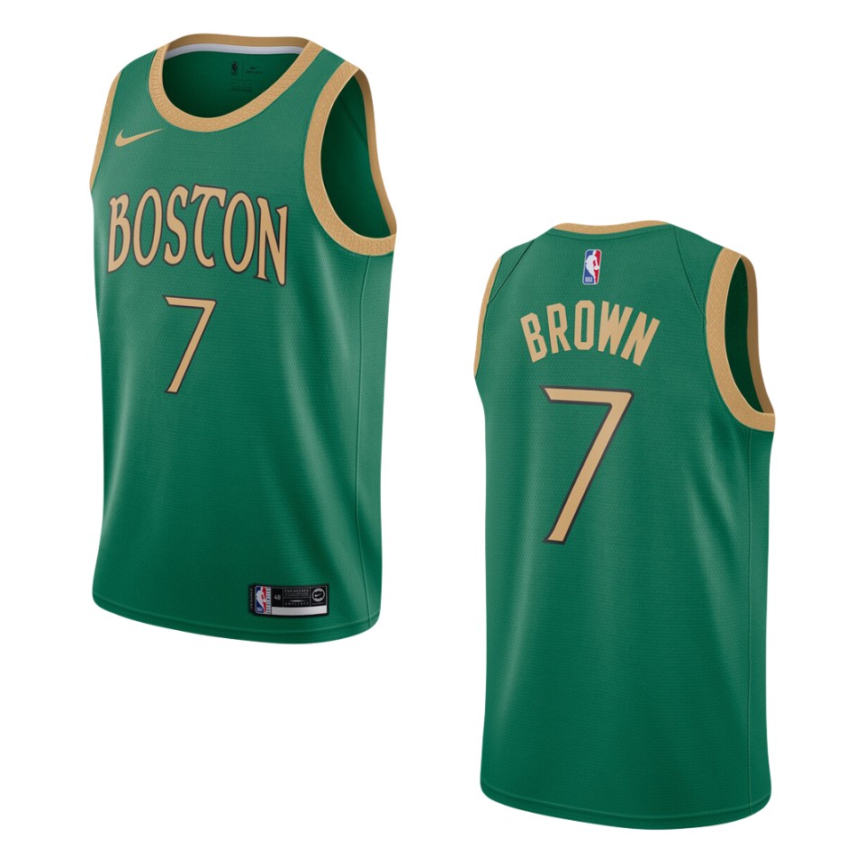 Men's Boston Celtics Jaylen Brown #7 City 2019-20 Kelly Green Swingman Jersey 2401HRIN